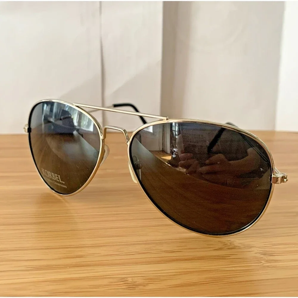 Korbel Champagne Aviator Sunglasses Unisex Black Metal Frame